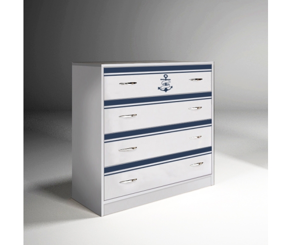 Детская мебель Капитан комод в белом цвете