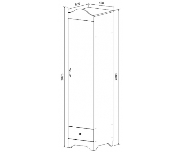 Шкаф-пенал с ящиком Кристалл: схема