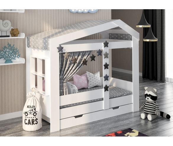Кровать Домик Сказка ДС-32 в белом базовом цвете