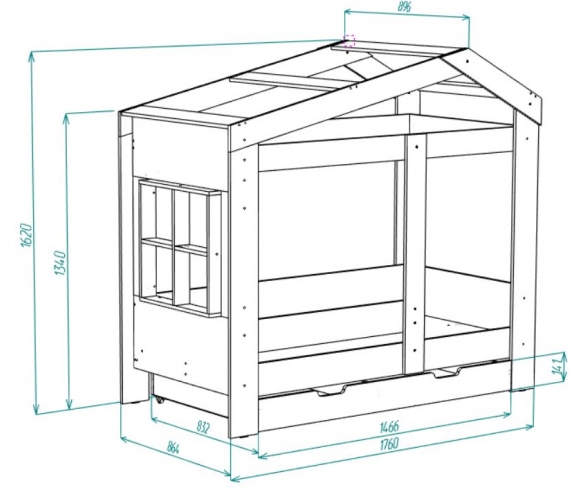 схема кровати ДС-32 с ящиком