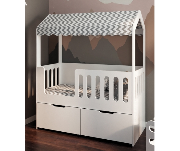 Детская кровать Домик Сказка с высокими ящиками