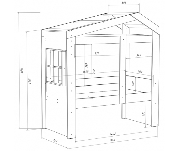 Схема кровати-домика Сказка ДС-36