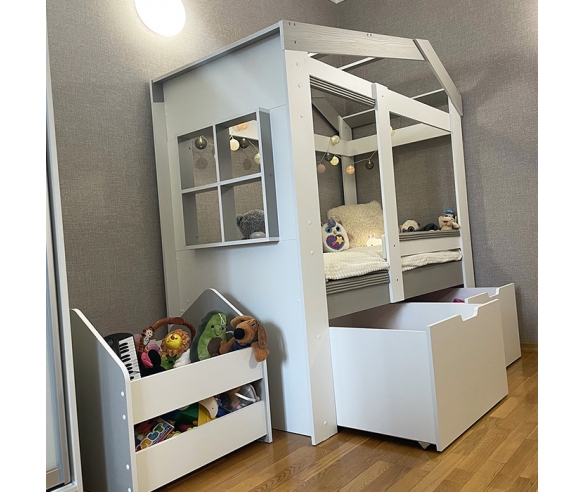 Домик Сказка ДС-36 белый + серая отделка