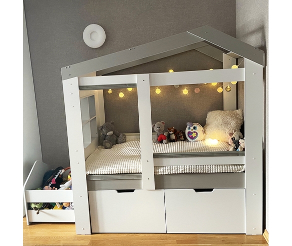 Домик ДС-36 с высокими ящиками и отделкой в сером цвете