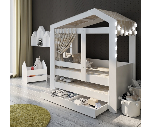 Домик ДС-36 в выдвижной нижней кроватью в белом цвете
