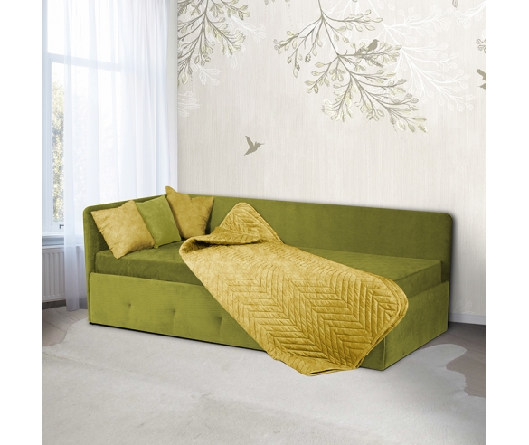 Мягкая кровать Сканди в зеленом цвете