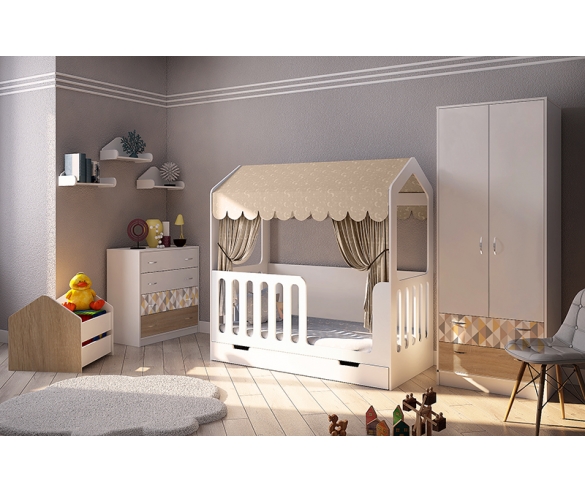 Кровать ДС-1 с мебелью Сканди