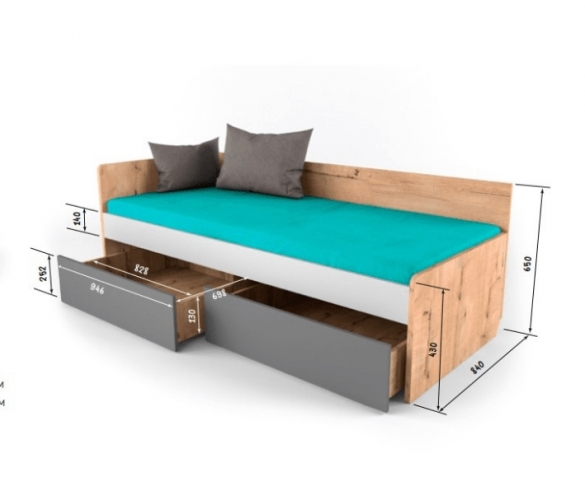 Схема с размерами кровать Лофт 