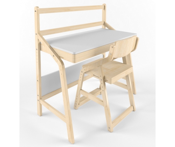 Растущий стол с надстройкой + стул Комбо №9, белый