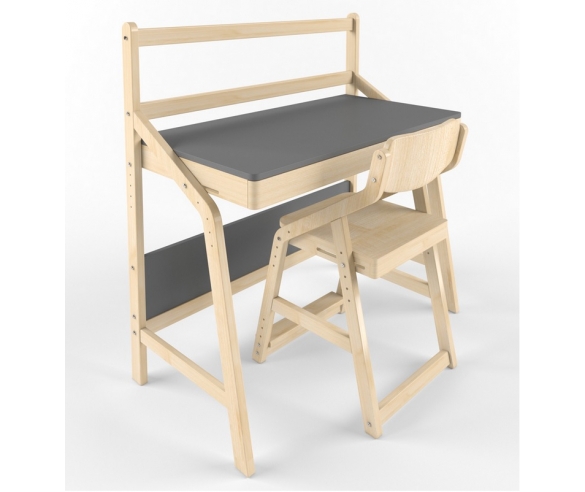 Растущий стол с надстройкой + стул Комбо №10, серый