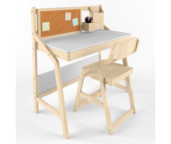 Растущий стол с надстройкой + стул Комбо №11, цвет белый