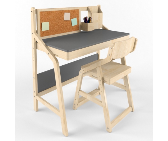Растущий стол с надстройкой + стул Комбо №12, цвет серый