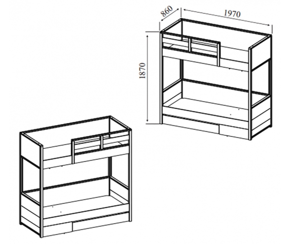 Схема двухъярусной кровати с фальшпанелью Робин Вуд Лайт