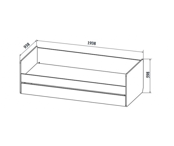 Схема с размерами кровати Риган с нижним ящиком