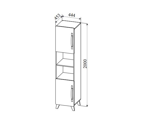 Схема с размерами стеллажа узкого универсального Риган