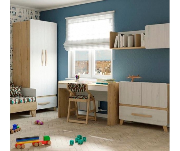 Шкаф Риган + письменный стол + растущий стул +  полка навесная + комод Риган