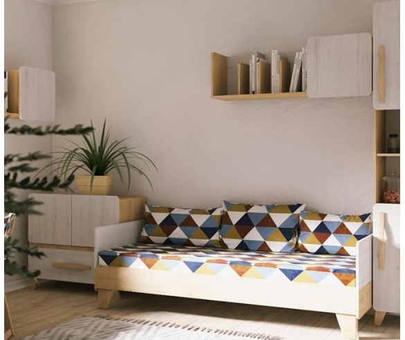 Комод Риган + навесная полка + кровать одноярусная без ящика