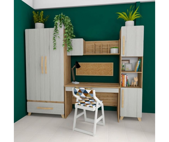 Полка универсальная+  письменный стол +растущий стул +шкаф Риган + стеллаж узкий универсальный