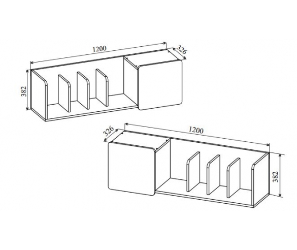Схема с размерами полки универсальной Риган