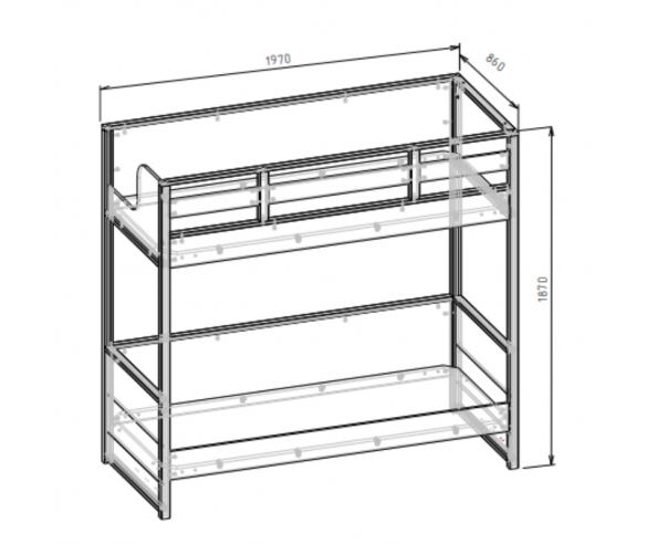 Схема двухъярусной кровати Ньютон Грей