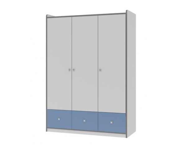 Трехдверный шкаф Дельта Сильвер , голубой