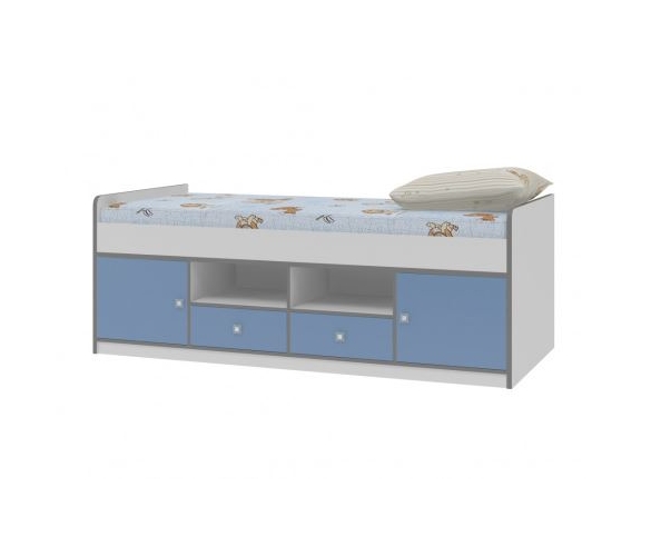 Одноярусная кровать Дельта Сильвер, голубая