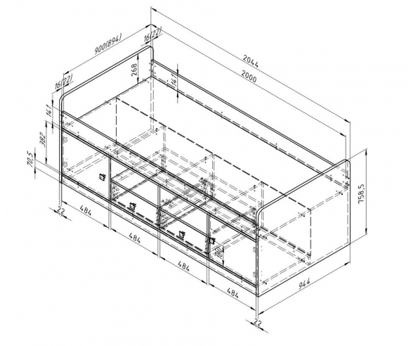 Одноярусная кровать Дельта Сильвер, размеры