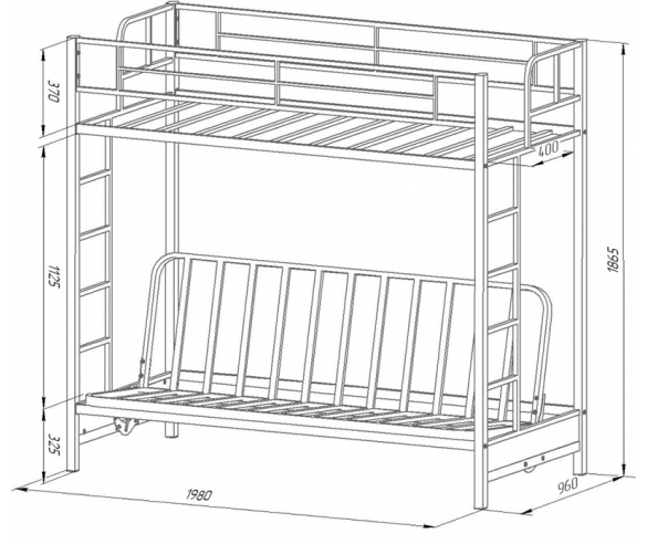 Схема двухъярусной кровати Мадлен